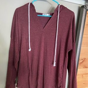 Maroon lightweight sweatshirt with hood